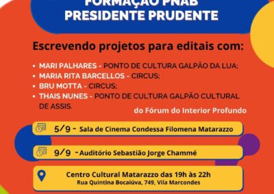 Formação em escrita de projetos para os editais da Política Nacional Aldir Blanc de Fomento à Cultura (PNAB)